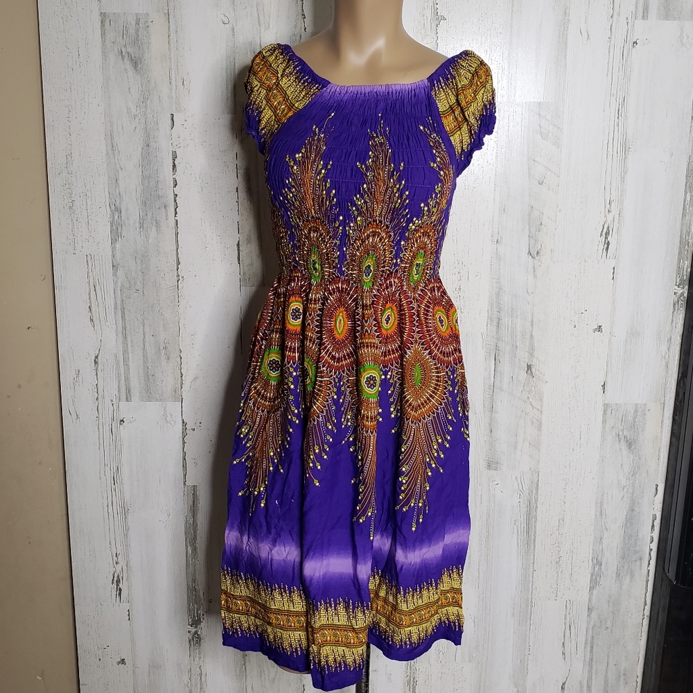Vibrant Purple Smock Bodice African Print